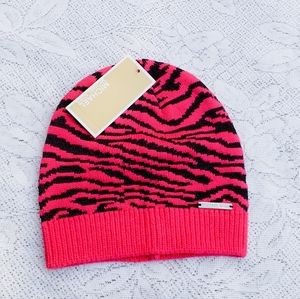 Michael kors pink zebra print winter hat